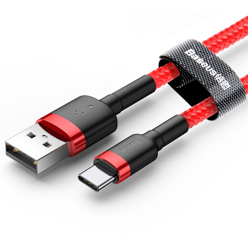 Cáp Sạc Baseus Cafule USB to Type-C | Hỗ Trợ QC3.0, Kèm Dây Cuốn Gọn