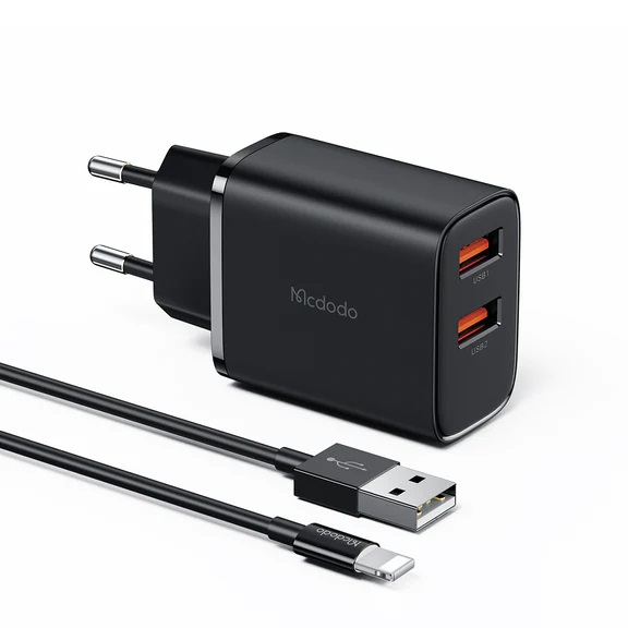 Bộ Củ Sạc Mcdodo 12W 2 Cổng USB Kèm Cáp Ln | Sạc Nhanh An Toàn Cho iP