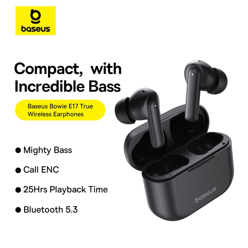 Tai Nghe TWS Baseus Bowie E17 | Bluetooth 5.3, Âm Bass Sống Động, Khử Ồn Đàm Thoại ENC