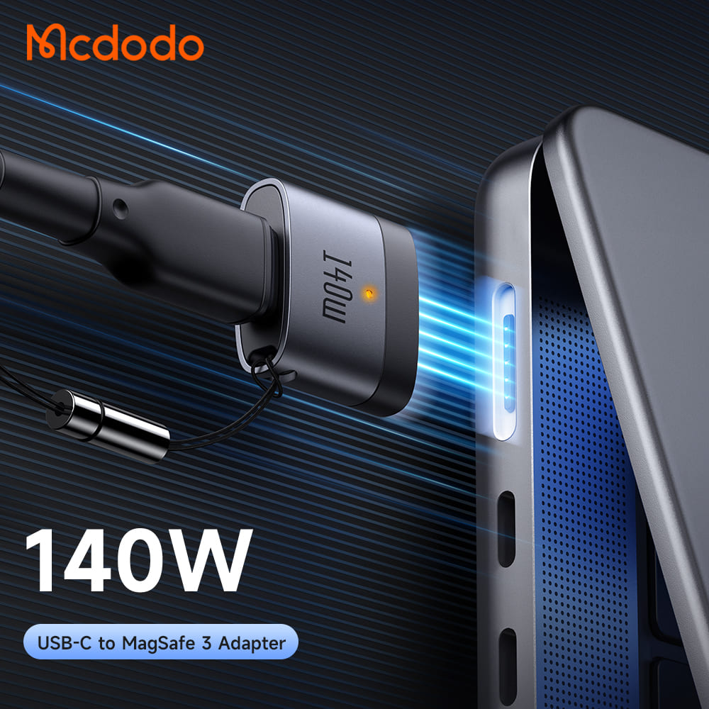 Đầu Chuyển Mcdodo 140W Type-C sang Cổng Sạc Từ Tính | Dùng Cho Mac, Có Đèn LED