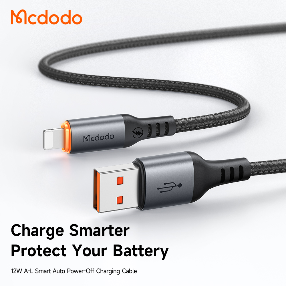 Cáp Sạc Mcdodo Cab Smart 12W USB to Ln | Tự Ngắt Thông Minh, Có Đèn Báo Sạc