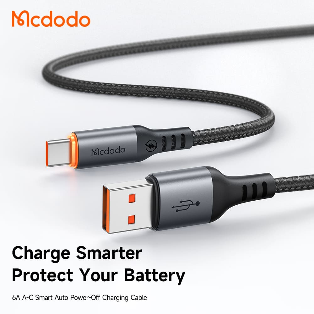 Cáp Sạc Mcdodo Cab Smart 6A USB to Type-C | Tự Ngắt Thông Minh, Có Đèn Báo Sạc