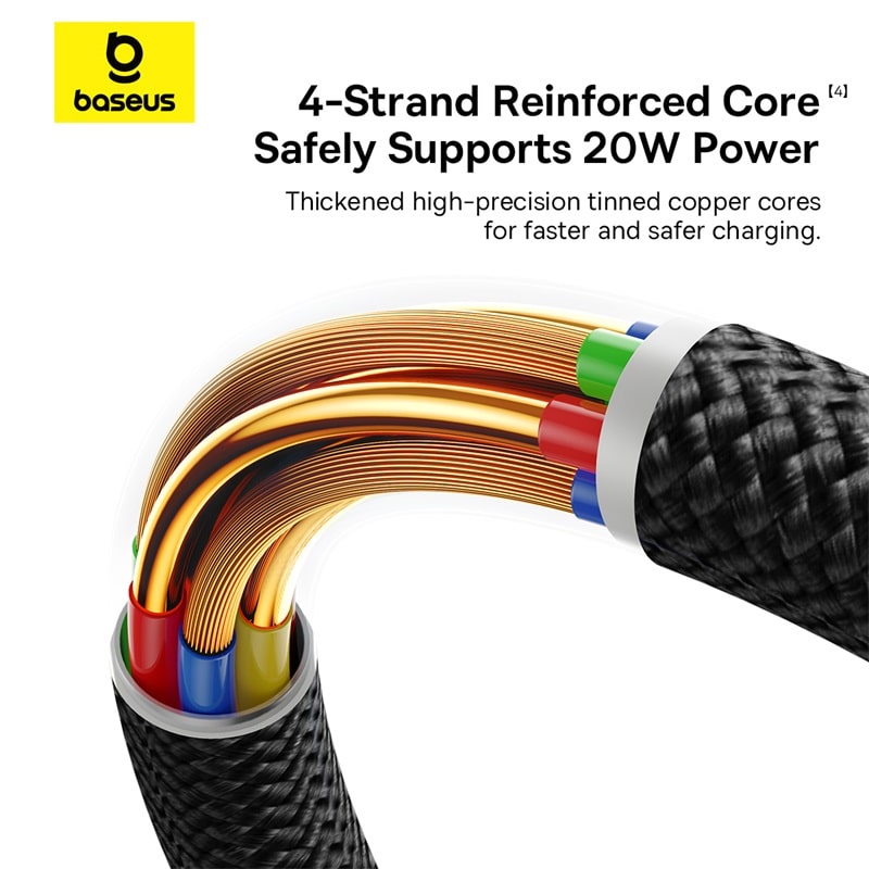 Cáp Sạc Baseus Dura 20W Type-C to Ln | Dây Dù Gia Cố Chắc Chắn, Chống Gãy Gập