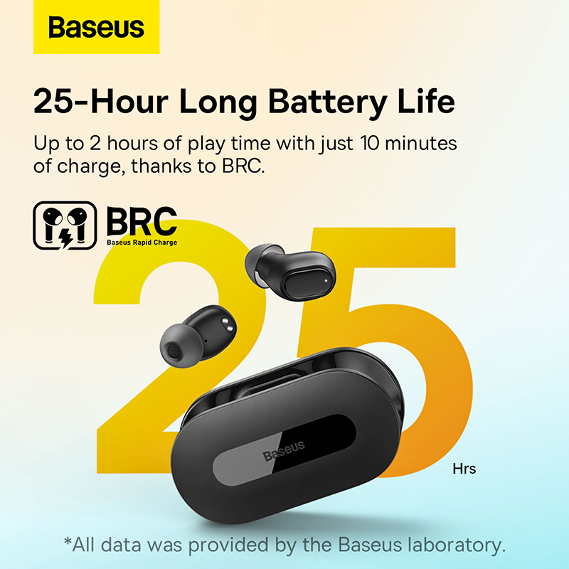 Tai Nghe Baseus Bowie EZ10 | Bluetooth 5.3, Case Không Nắp, Độ Trễ Thấp 0.06s, Pin 25H