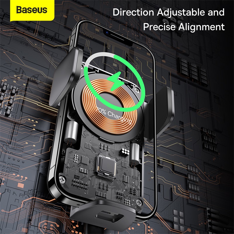 Bộ Đế Giữ Điện Thoại Tích Hợp Sạc Không Dây Baseus Wisdom Auto Alignment Car Mount Wireless Charger（QI 15W)