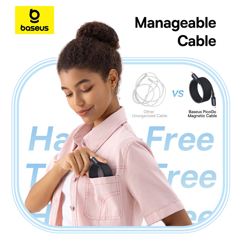 Cáp Sạc Nhanh Baseus PicoGo Type-C to Type-C 240W | Từ Tính Tự Cuốn Gọn, Sạc Nhanh PD 3.1
