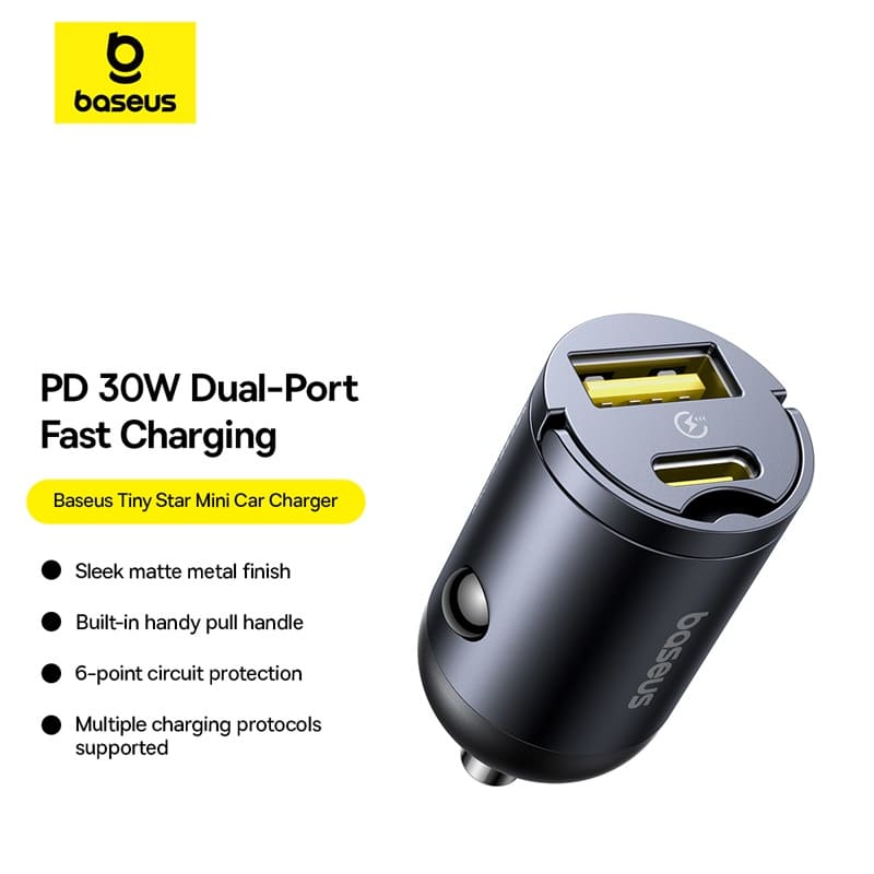 Tẩu Sạc Baseus Tiny Star 30W Đa Năng 2 Cổng | Type-C & USB, Kích Thước Mini Gọn Nhẹ