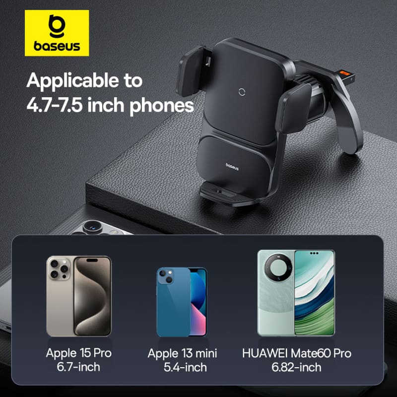 Bộ Đế Giữ Điện Thoại Baseus Wisdom Auto Alignment Car Mount Wireless Charger（QI 15W)
