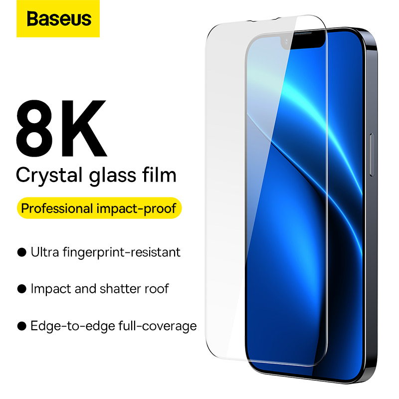 Bộ 2 Kính Cường Lực Baseus Crystal Cho iP13/14 | Trong Suốt 8K, Chống Va Đập, 0.3mm, Siêu Bền