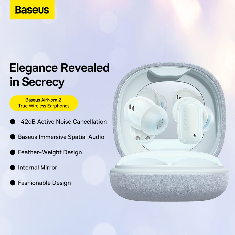 Tai Nghe Bluetooth Baseus AirNora 2 | Hộp Vải Nhung Kèm Gương, Chống Ồn ANC