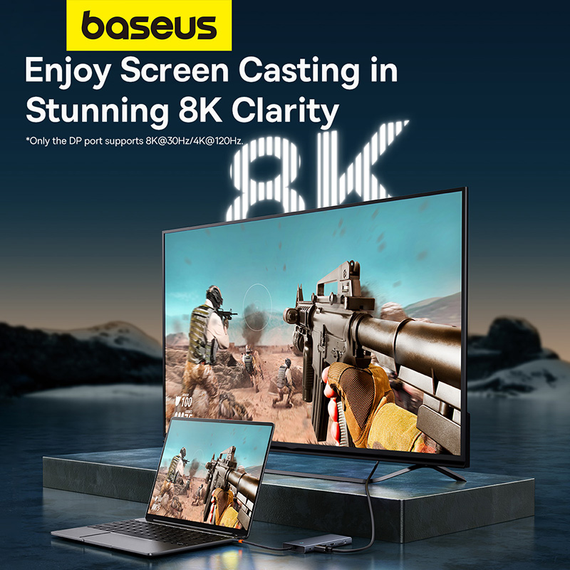 Hub Chuyển Đổi Baseus PortalJoy 13 trong 1 | Xuất 4 Màn Hình, Hỗ Trợ 8K, USB Tốc Độ 10Gbps