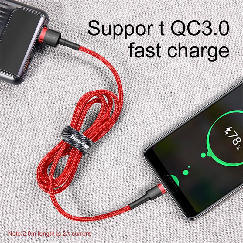 Cáp Sạc Baseus Cafule USB to Type-C | Hỗ Trợ QC3.0, Kèm Dây Cuốn Gọn