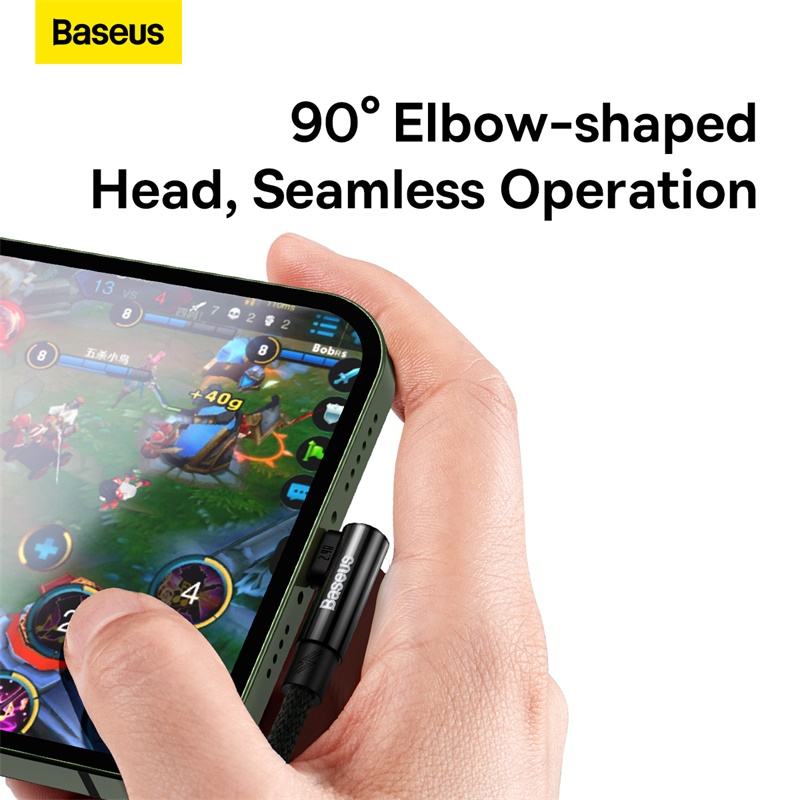 Cáp Sạc Chơi Game Baseus MVP 2 2.4A USB to Ln | Đầu Gập 90 Độ, Không Vướng Tay