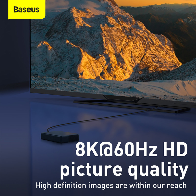 Cáp HDMI 2.1 Baseus High Definition 8K Chuyên Dụng Cho Gaming | Hỗ Trợ 8K@60Hz, Dây Dù