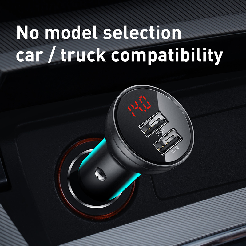 Tẩu Sạc Nhanh Ôtô Baseus Digital Display Dual USB 4.8A Car Charger 24W