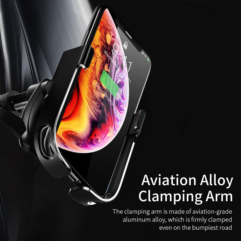 Bộ đế giữ điện thoại tích hợp sạc nhanh không dây Baseus Rock-solid Electric Holder 10W Wireless Charger (Auto Smart Lock by Sensor, Air Vent Car Mount)