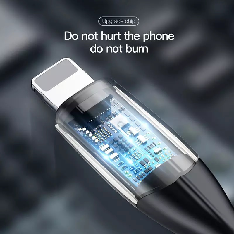 Cáp Sạc Nhanh Baseus Horizontal 2.4A USB to Ln | Có Đèn LED Báo Sạc, Dây Dù Bền