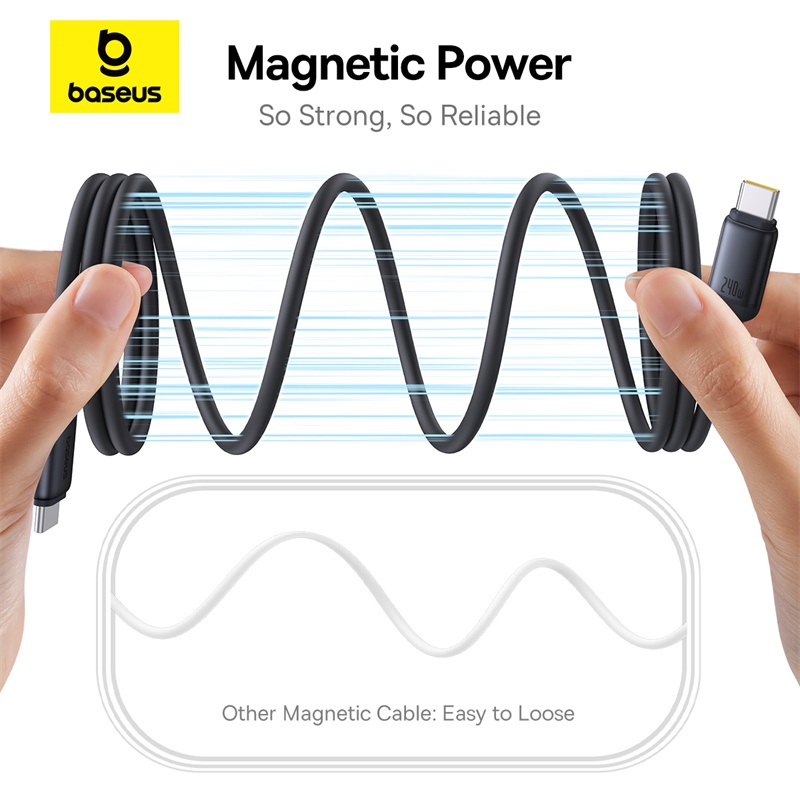 Cáp Sạc Nhanh Baseus PicoGo Type-C to Type-C 240W | Từ Tính Tự Cuốn Gọn, Sạc Nhanh PD 3.1