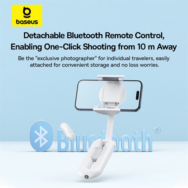 Gậy Selfie Chống Rung Baseus TechShot | Hít Nam Châm & Kẹp, Tay Cầm Kép, Có Remote