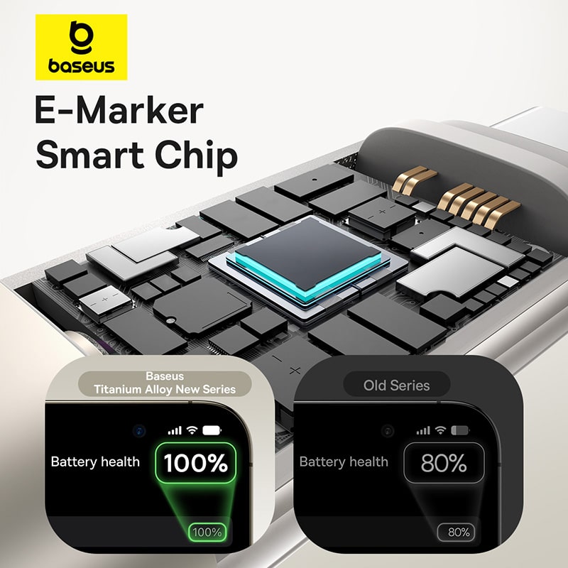 Cáp Sạc Baseus Titanium 100W Type-C to Type-C | Sạc Nhanh Laptop & Điện Thoại, Chip E-Marker