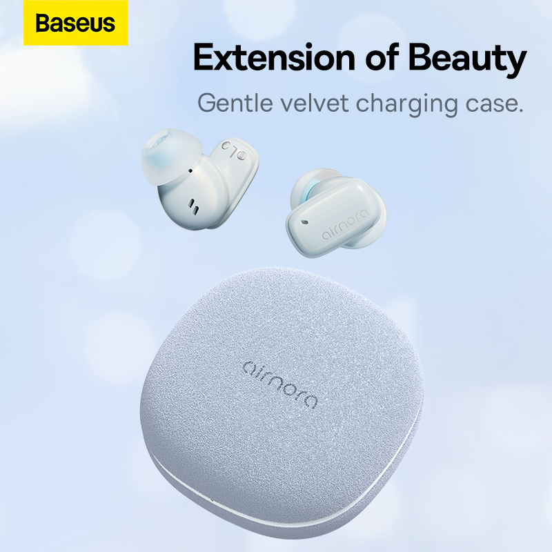 Tai Nghe Bluetooth Baseus AirNora 2 | Hộp Vải Nhung Kèm Gương, Chống Ồn ANC