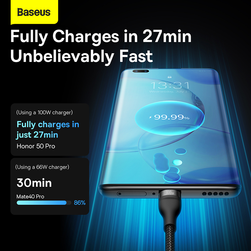 Cáp sạc nhanh 3 đầu Baseus Flash Series Ⅱ One-for-three Fast Charging Data Cable USB to M+L+C 100W