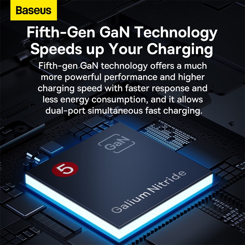 Cốc Sạc Nhanh GaN5 Baseus GaN5 Pro Ultra-Slim Fast Charger C+U 65W (Kèm cáp C to C 1 mét)