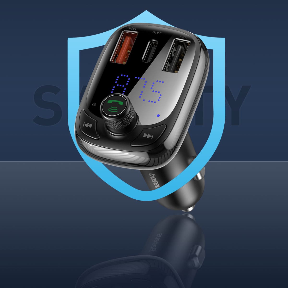 Tẩu Sạc Nhanh Phát Nhạc OS-Baseus T Shaped S-13 Car Bluetooth MP3 Player