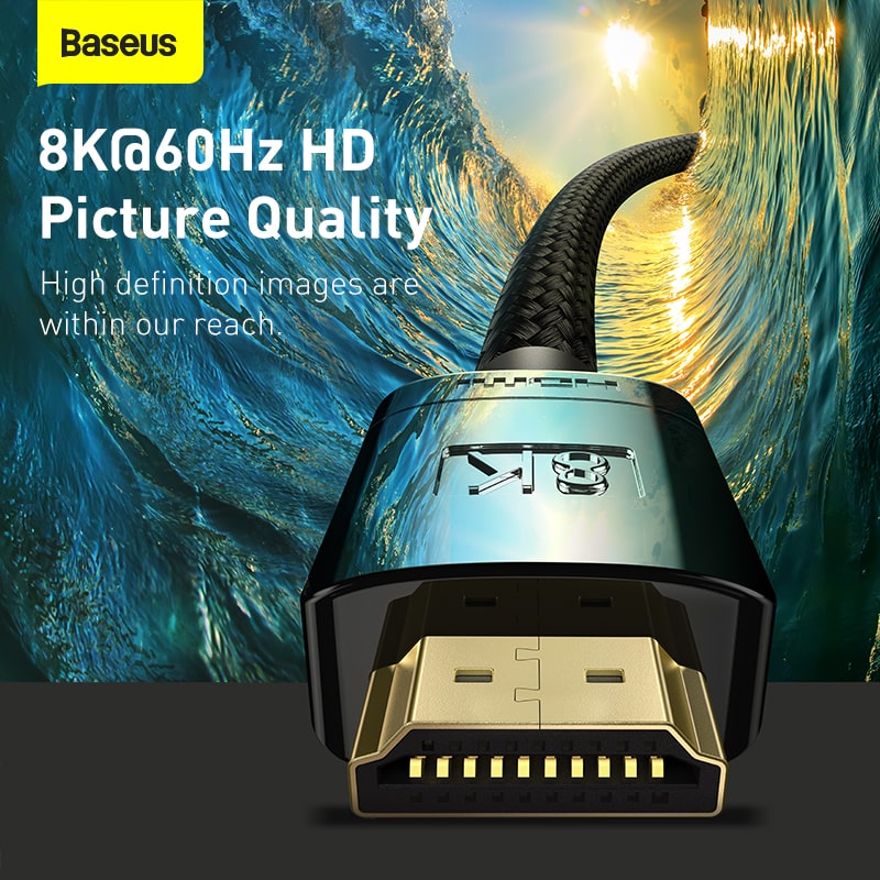 Cáp HDMI 2.1 Baseus High Definition 8K@60Hz | Băng Thông 48Gbps, Hợp Kim Cao Cấp, Hỗ Trợ HDR