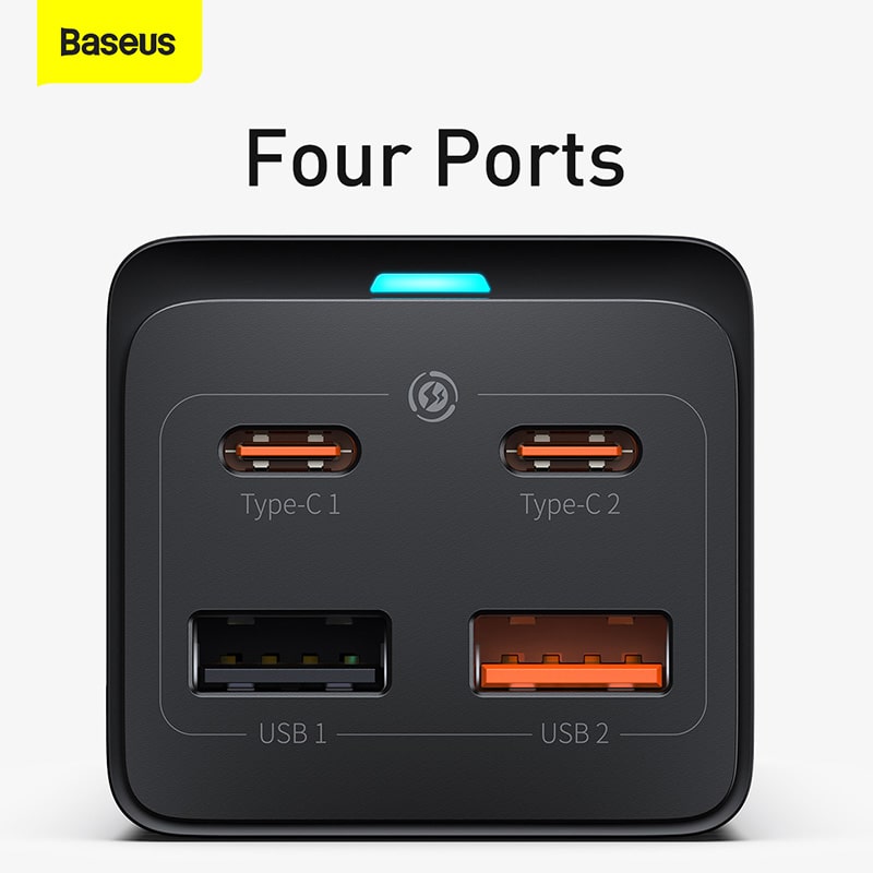 Trạm Sạc Baseus GaN3 Pro 65W 6 Cổng | 2AC, 2USB, 2Type-C, Kèm Cáp 100W
