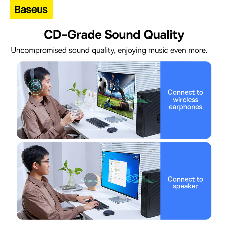 Adapter Bluetooth 5.3 Baseus BA07 | Kết Nối Không Dây Cho PC, Laptop, Cắm Là Chạy
