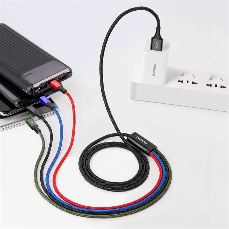 Cáp Sạc Nhanh Baseus Rapid 4 trong 1 | Sạc Cùng Lúc Nhiều Thiết Bị, USB to M+2L+C, 3.5A
