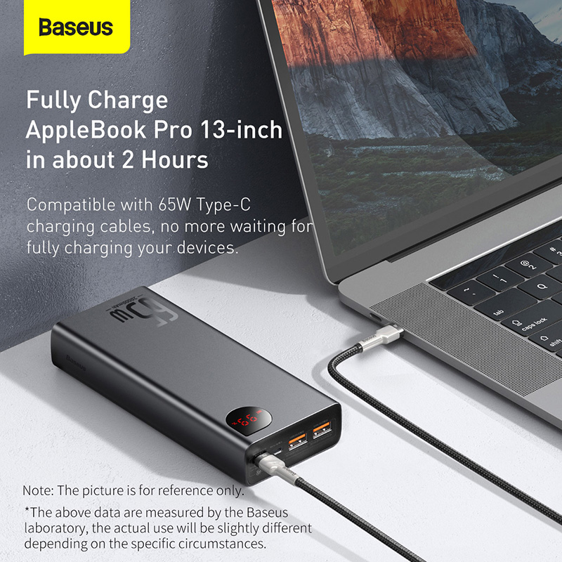 Pin dự phòng sạc nhanh Baseus Adaman Metal Digital Display Quick Charge Power Bank cho Smartphone/ iPad/ Macbook/ Laptop (65W, 20000mAh, QC3.0/ PD3.0/ SCP/ AFC Quick charge Power Bank)