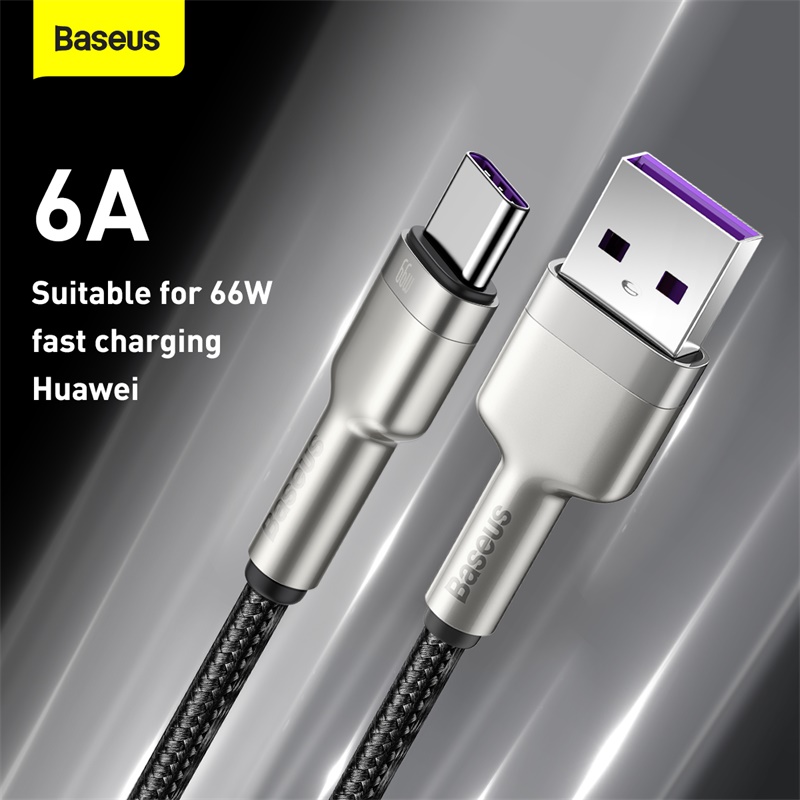 Cáp Sạc Baseus Cafule USB to Type-C 66W (6A) | Hợp Kim Kẽm, Dây Dù Chống Đứt