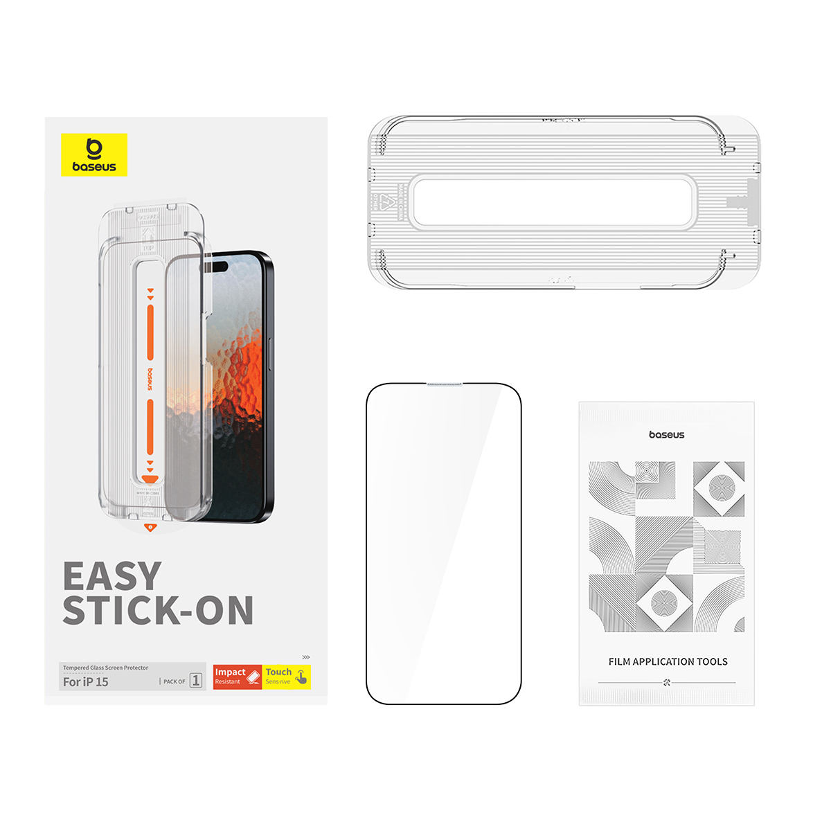 Cường Lực Tích Hợp Chống Bụi Cho iP15 OS-Baseus Sapphire Series HD Tempered-Glass Screen Protector (with Built-in Dust Filter) for iP 15