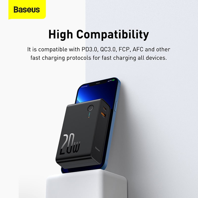 Cốc sạc nhanh kiêm pin sạc dự phòng Baseus Power Station 2 Power Bank Adaptor 10000mAh 20W PD/QC3.0 (10000mAh , Type C/USB Quick Charge,Travel Charger & Powerbank )