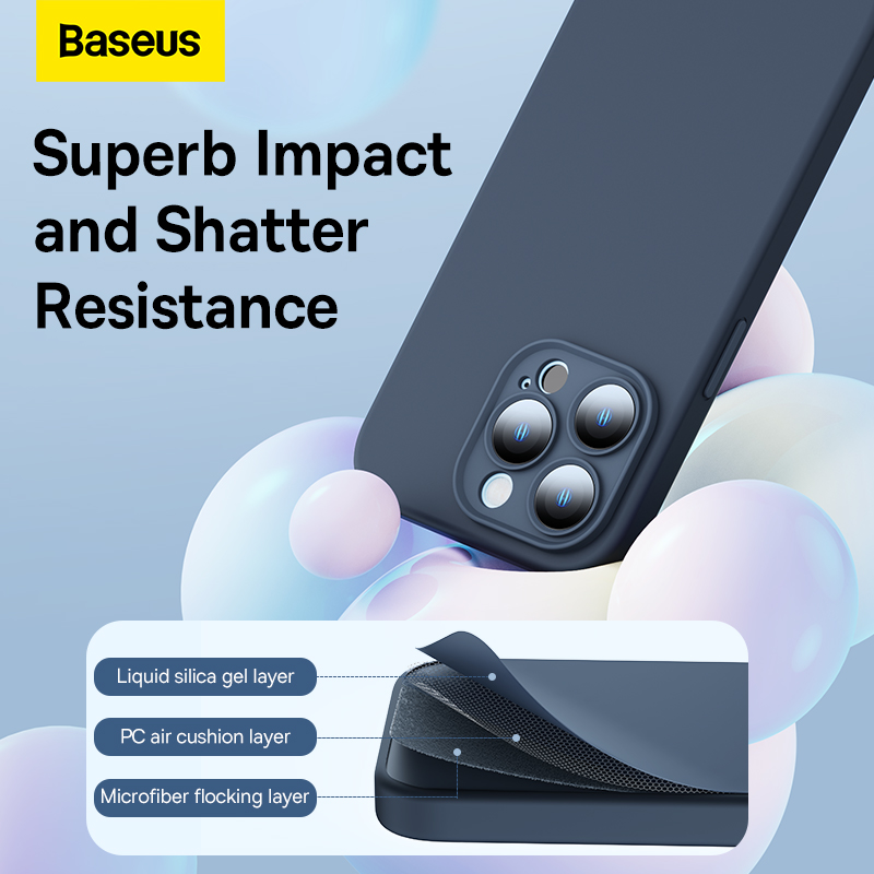 Combo Ốp Lưng Baseus Silicon Lỏng Cho iP14 | Mềm Mịn Chống Bẩn & Kèm Dán Cường Lực