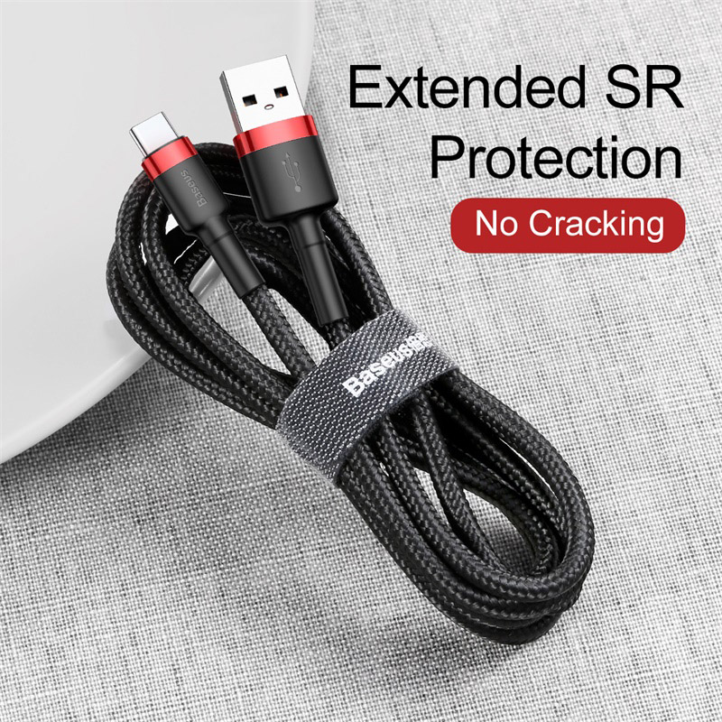 Cáp Sạc Nhanh Baseus Cafule 3A USB to Type-C | Dây Dù Chống Đứt, Bền Bỉ, Dài 1m/2m