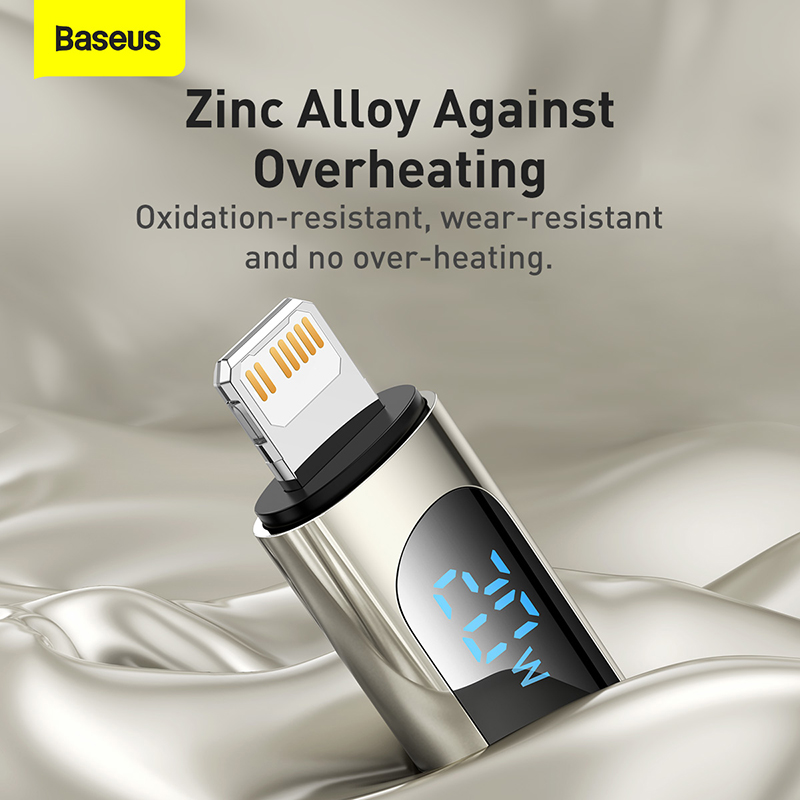 Cáp Sạc Baseus Display 20W Type-C to Ln | Màn Hình Báo Công Suất, Dây Dù Bền