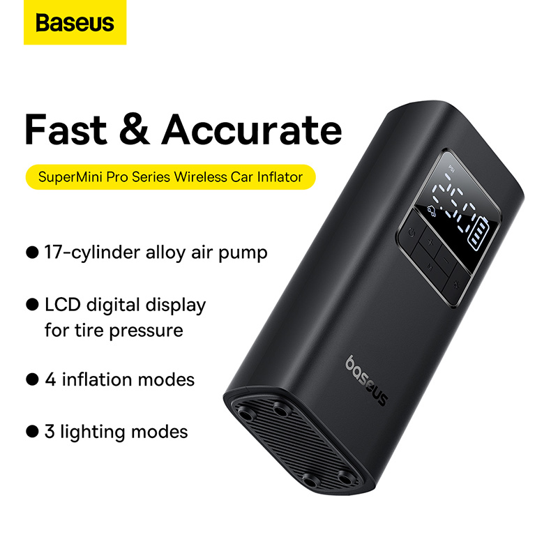 Máy Bơm Lốp ÔTô Baseus SuperMini Pro Series Wireless Car Inflator Cluster Black