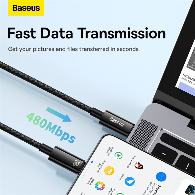Cáp Sạc Baseus Tungsten Gold 240W Type-C | Chuẩn PD 3.1, Chip E-Marker, Siêu Bền