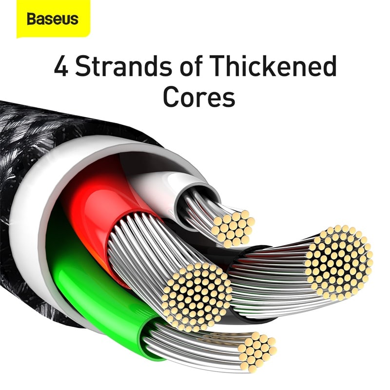 Cáp Sạc Baseus Tungsten Gold 2.4A USB to Ln | Đầu Kim Loại, Bện Dù Chống Đứt