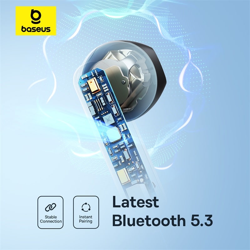 Tai Nghe Bluetooth 5.3 Baseus E16 | Thiết Kế Half In-Ear Siêu Nhẹ, Pin Trâu, Kháng Nước IPX4