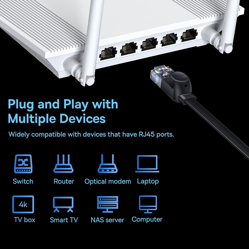 Cáp Mạng LAN Baseus Cat6 Tốc Độ Gigabit | Thiết Kế Dây Dẹt Mỏng, Tốc Độ 1000Mbps
