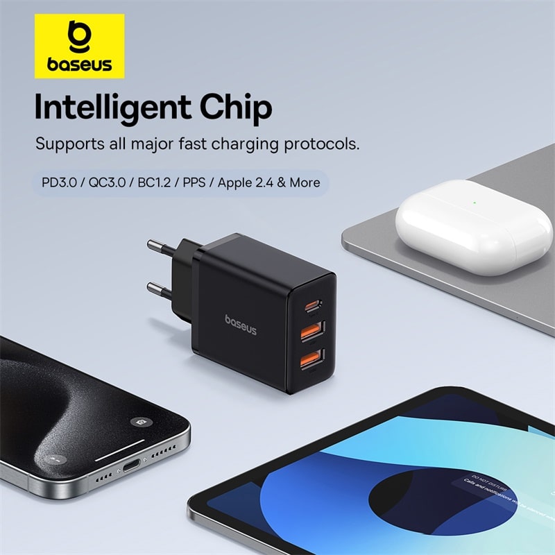 Cốc Sạc Nhanh OS-Baseus Cube Fast Charger 30W (2USB + Type-C)