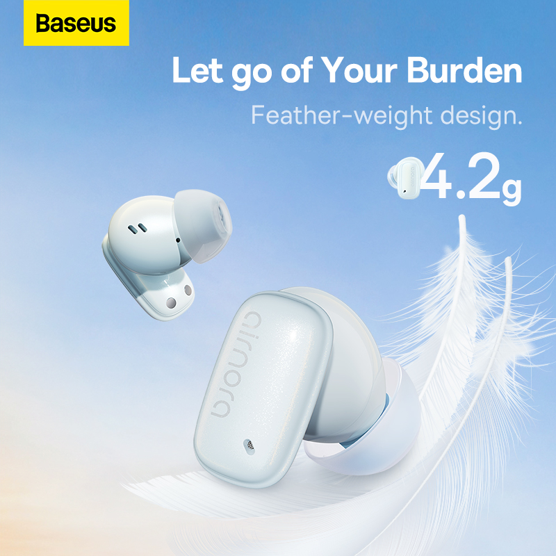 Tai Nghe Bluetooth Baseus AirNora 2 | Hộp Vải Nhung Kèm Gương, Chống Ồn ANC