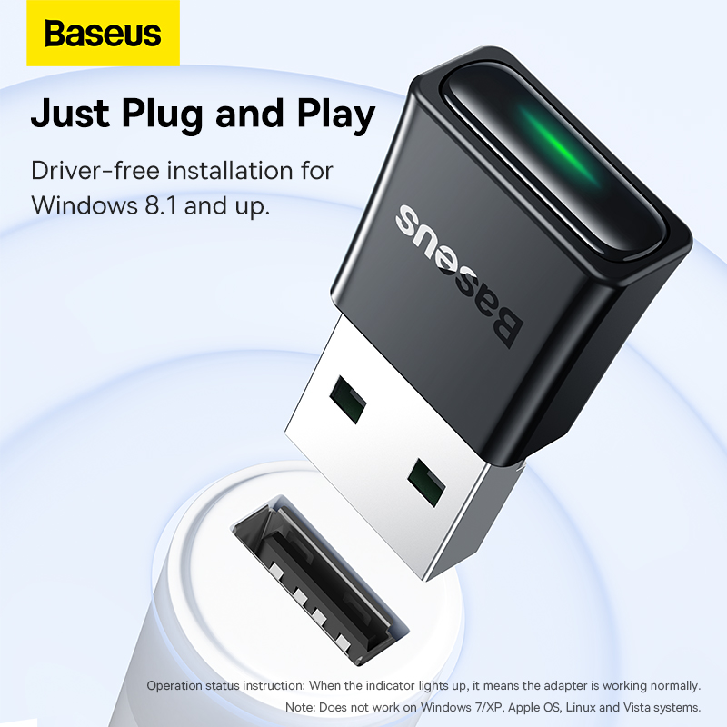 Adapter Bluetooth 5.3 Baseus BA07 | Kết Nối Không Dây Cho PC, Laptop, Cắm Là Chạy