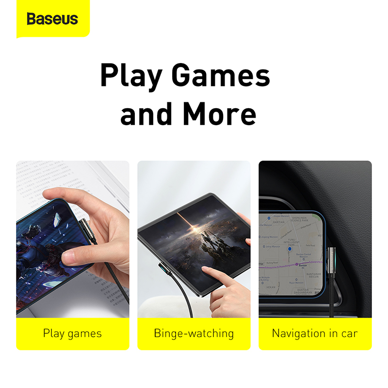 Cáp Sạc Góc Vuông Baseus Legend 20W Type-C to Ln | Chơi Game Không Vướng Tay, Đèn LED Báo