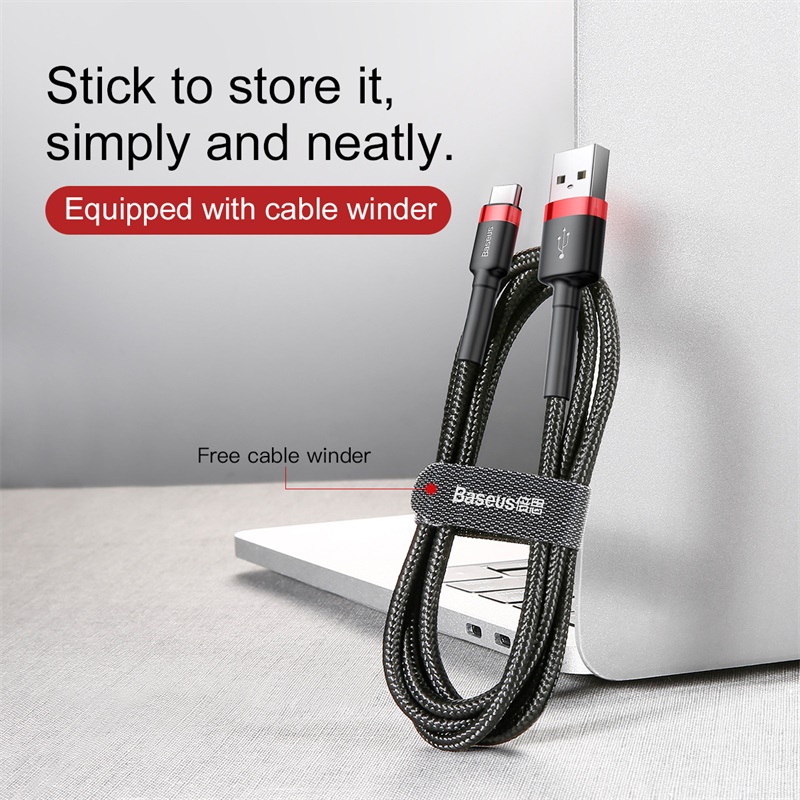 Cáp Sạc Nhanh Baseus Cafule 3A USB to Type-C | Dây Dù Chống Đứt, Bền Bỉ, Dài 1m/2m