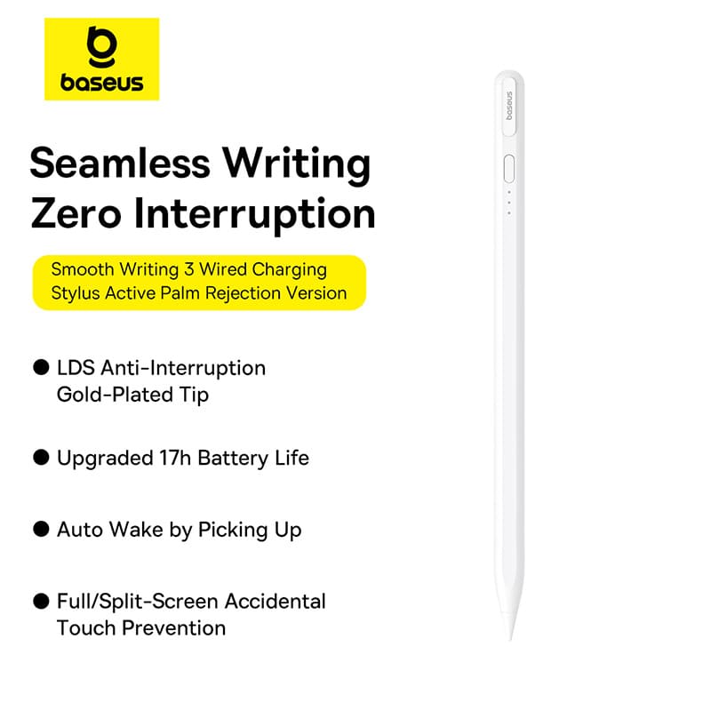 Bút Cảm Ứng Sạc Có Dây Baseus Smooth Writing 3 | Chống Tì Tay, Viết Vẽ Mượt Mà